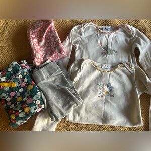 Baby Boden girls LOT bundle of 5 items - 2 onesies and 3 leggings 3-6 months